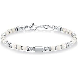 👉 Silver & White Boho Beaded Bracelets for Women Trendy Jewelry Gifts for Lover